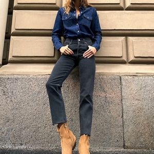 Denim Forum High Rise Jeans - Dark Blue